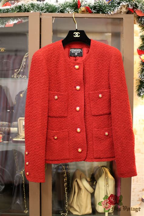 vintage chanel wool coat|chanel red tweed jacket.